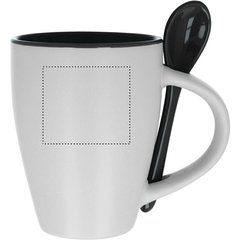 Taza cerámica bicolor con cuchara de 250 ml | Lateral Derecho | 45 x 40