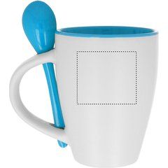 Taza cerámica bicolor con cuchara de 250 ml | Lateral Izquierdo | 45 x 40
