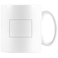 Taza cerámica blanca de 300ml especial para sublimación | Frontal | 45 x 35