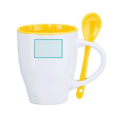 Taza de cerámica con cuchara 350 ml | ZONA2 | 38 x 25