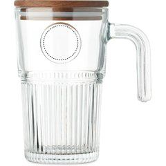 Taza de cristal 450 ml con tapa de acacia | Lateral Derecho | 30 x 30