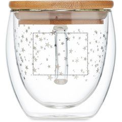 Taza Cristal Doble Pared con Estrellas 220ml | OPPOSITE OF HANDLE | 45 x 35