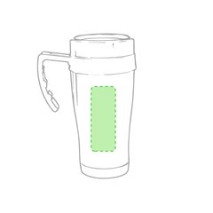 Taza térmica 450ml de acero inox. con asa | A lo largo del lateral cara B | 30 x 80