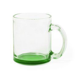 Taza cristal de 350ml personalizable por 1 cara Verde