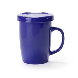 Taza de cerámica personalizada con tapa para el té Azul