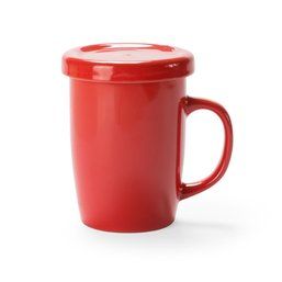 Taza de cerámica personalizada con tapa para el té Rojo