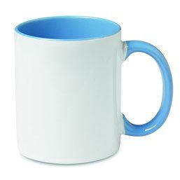 Taza mug bicolor de 300 ml. impresa a todo color en 360º Azul