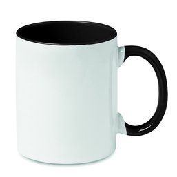 Taza mug bicolor de 300 ml. impresa a todo color en 360º Negro