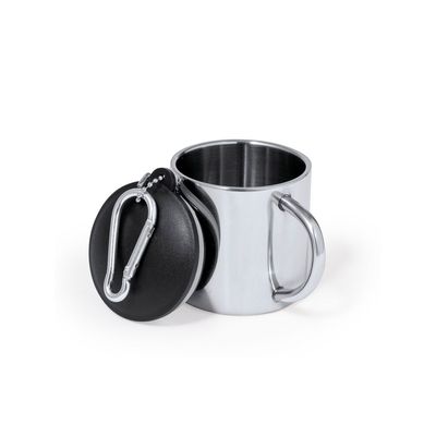 Taza acero inox con tapadera y mosquetón Plat