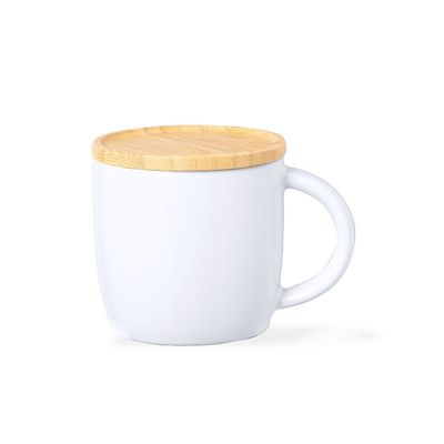 Taza 350ml Cerámica con Tapa Posavasos Bla
