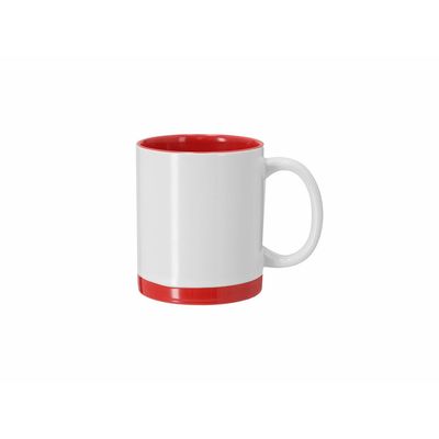 Taza cerámica 350 ml blanca sublimación detalles color Roj