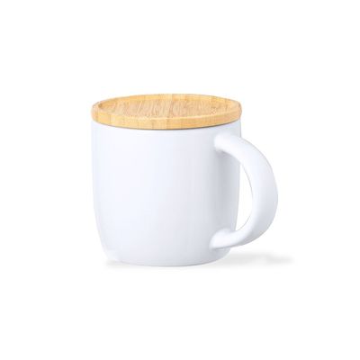 Taza 350ml Cerámica con Tapa Posavasos