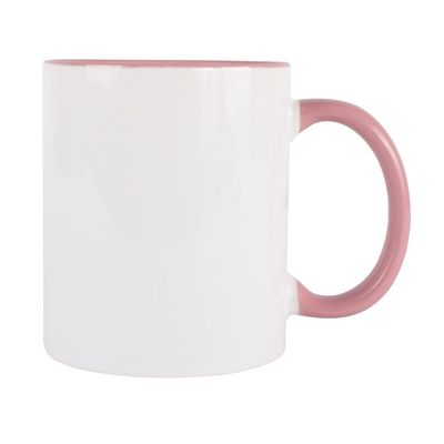 Taza Cerámica 300ml Sublimación Interior y Asa Color Rosa