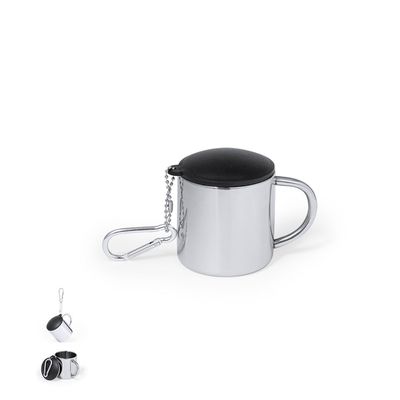 Taza acero inox con tapadera y mosquetón