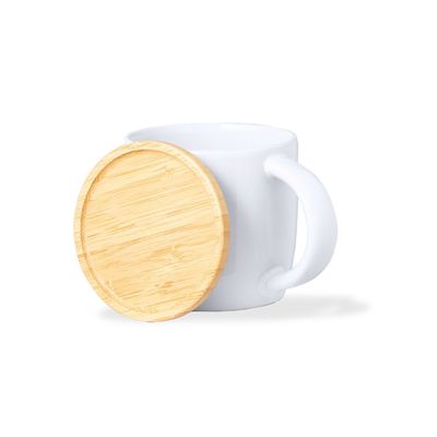 Taza 350ml Cerámica con Tapa Posavasos