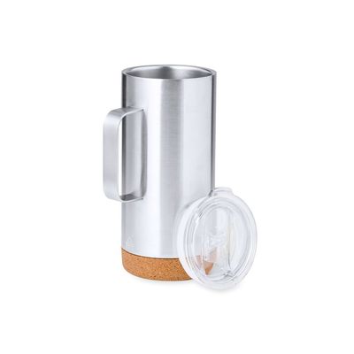 Taza Térmica de Acero Inox con Base de Corcho