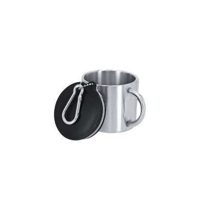 Taza acero inox con tapadera y mosquetón