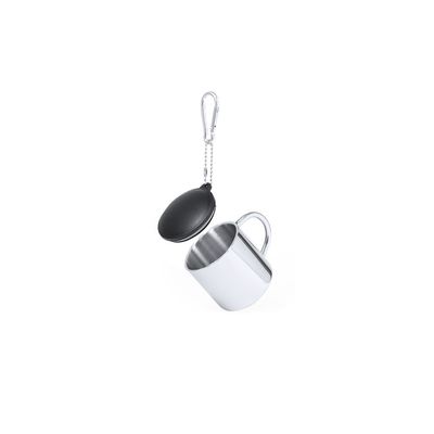 Taza acero inox con tapadera y mosquetón