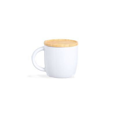 Taza 350ml Cerámica con Tapa Posavasos
