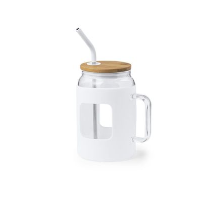 Tarro 1.6L Cristal, Asa y Pajita Acero