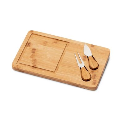 Tabla para quesos de bambú con utensilios Natural