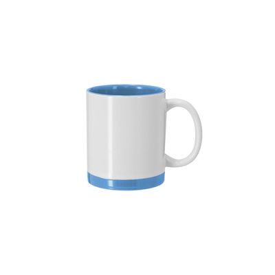 Taza cerámica 350 ml blanca sublimación detalles color Azul