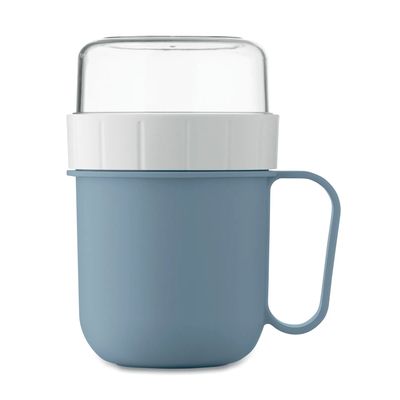 Taza portátil con tapa y doble recipiente