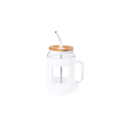 Tarro 1.6L Cristal, Asa y Pajita Acero Bla