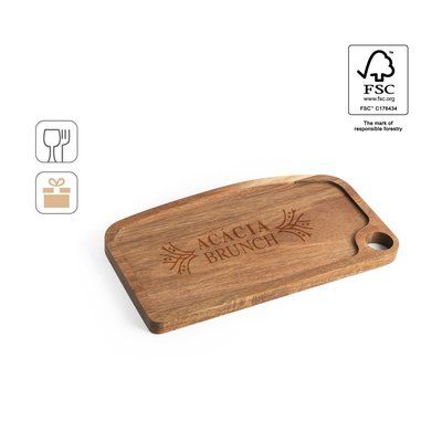 Tabla de acacia con borde y asa