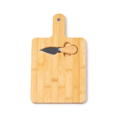 Tabla de bambú con mango y cuchillo para quesos Bambu