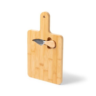 Tabla de bambú con mango y cuchillo para quesos