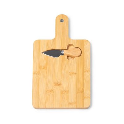 Tabla de bambú con mango y cuchillo para quesos
