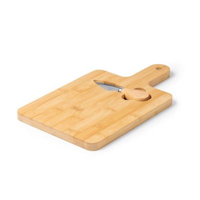 Tabla de bambú con mango y cuchillo para quesos