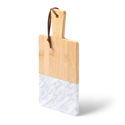Tabla de bambú y mármol