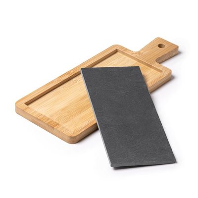 Tabla de bambú con pizarra para servir