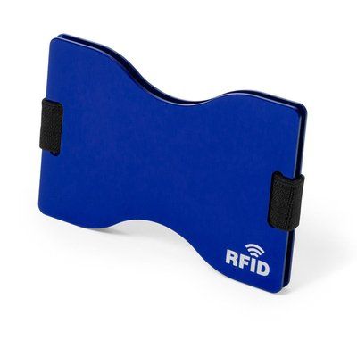 Tarjetero aluminio con protector rfid Azul