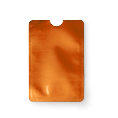 Tarjetero RFID con acabado en aluminio Naranja