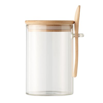 Tarro Cristal y Bambú 600ml con Cuchara