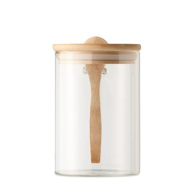 Tarro Cristal y Bambú 600ml con Cuchara