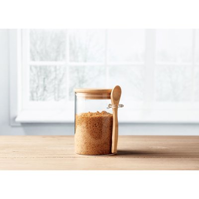 Tarro Cristal y Bambú 600ml con Cuchara