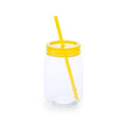 Tarro transparente con pajita y tapa Ama