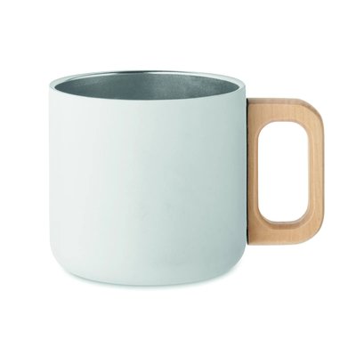 Taza de 350 ml acero reciclado y madera Blanco