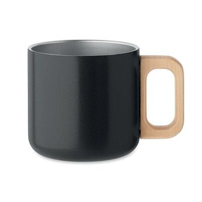 Taza de 350 ml acero reciclado y madera Negro