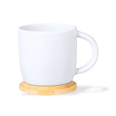 Taza 350ml Cerámica con Tapa Posavasos