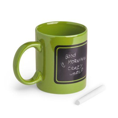 Taza 370ml con pizarra en 1 cara y tiza Verde Claro