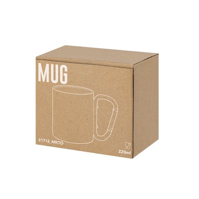 Taza de acero blanca con asa mosquetón 220ml