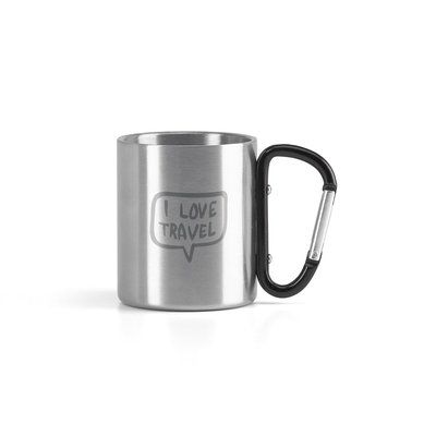 Taza de acero inox y asa de mosquetón