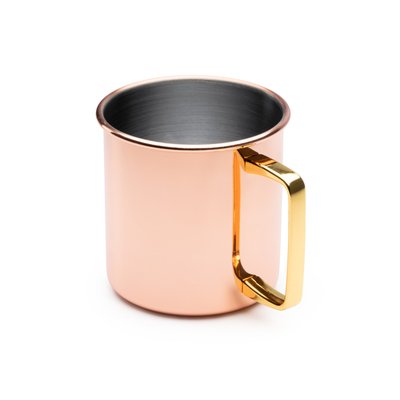 Taza de acero inoxidable cobre y asa dorada 480ml