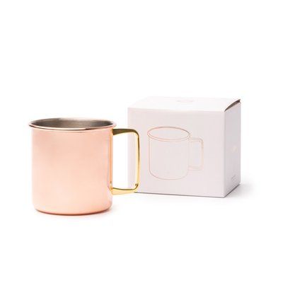 Taza de acero inoxidable cobre y asa dorada 480ml