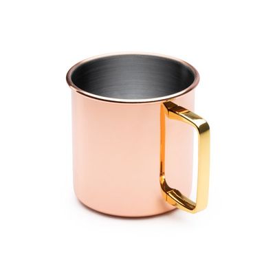 Taza de acero inoxidable cobre y asa dorada 480ml